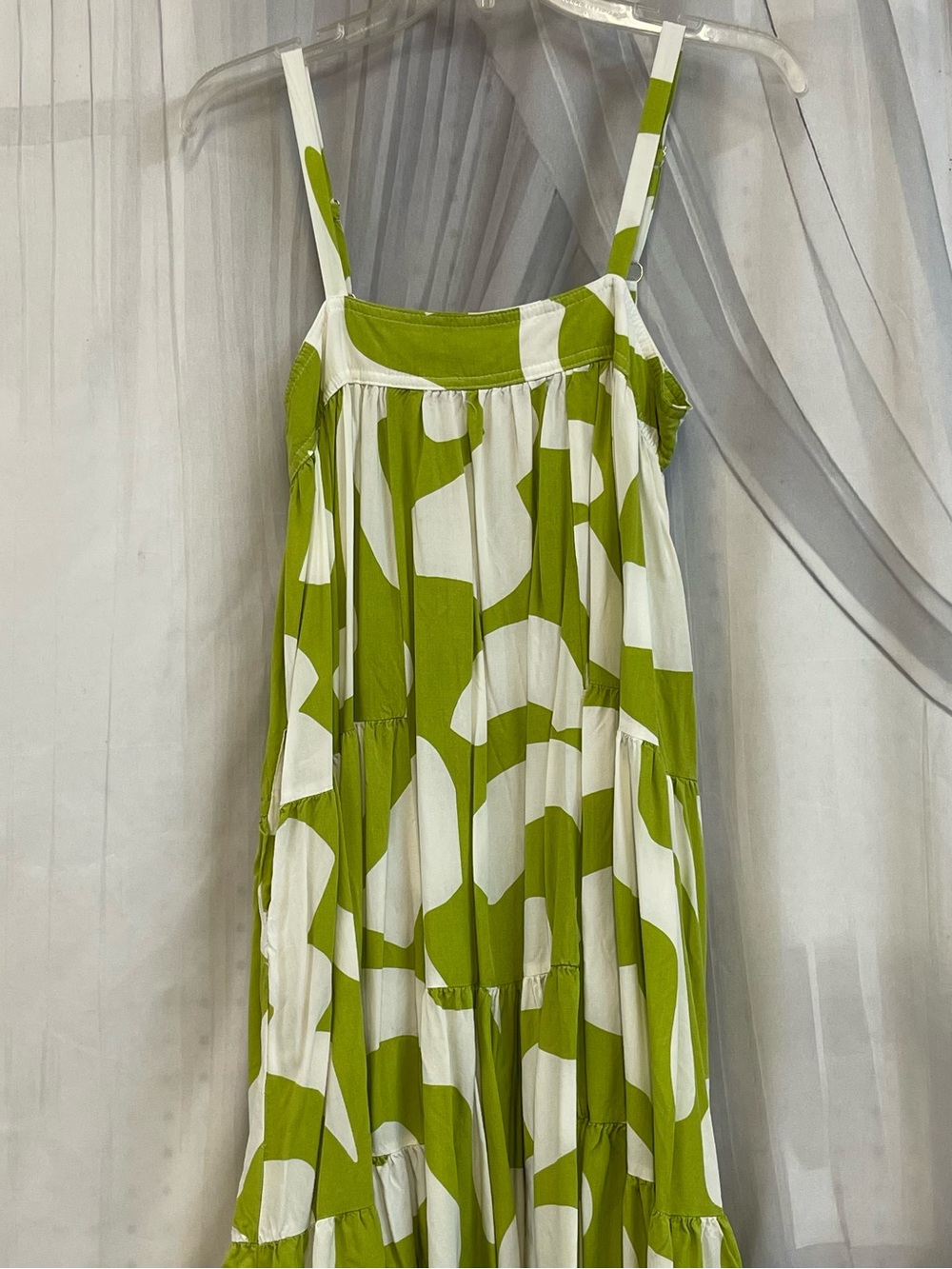 Anthropologie S Small maxi dress Abel the Label citron geometric strappy tier - Picture 2 of 16